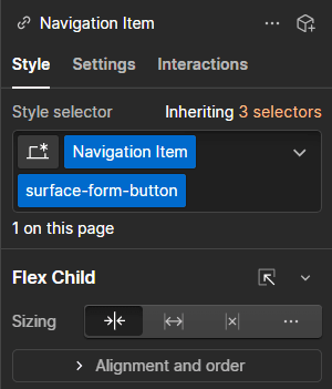 Webflow Button Class Configuration